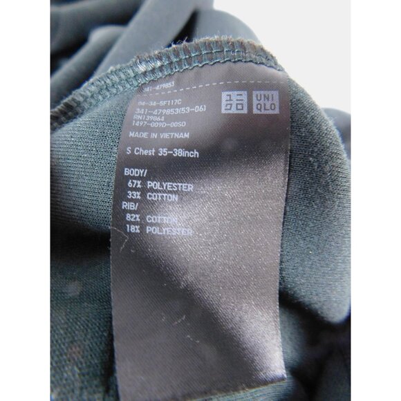 Uniqlo Hoodie Mens Small Green Pullover Fleece Hooded Pockets Tagless High Neck - Picture 4 of 6